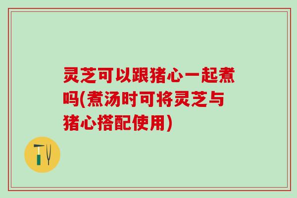 灵芝可以跟猪心一起煮吗(煮汤时可将灵芝与猪心搭配使用)