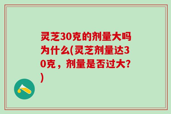 灵芝30克的剂量大吗为什么(灵芝剂量达30克,剂量是否过大?) 灵芝30克的剂量大吗为什么(灵芝剂量达30克,剂量是否过大?)