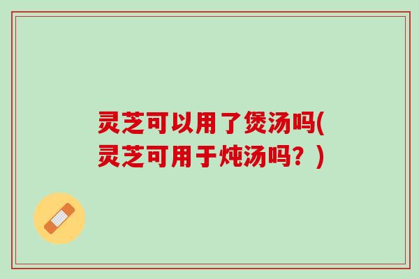 灵芝可以用了煲汤吗(灵芝可用于炖汤吗？)