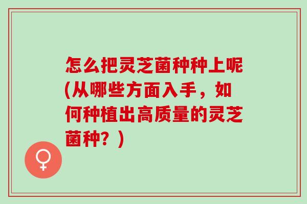 怎么把灵芝菌种种上呢(从哪些方面入手，如何种植出高质量的灵芝菌种？)
