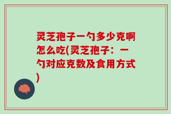 灵芝孢子一勺多少克啊怎么吃(灵芝孢子：一勺对应克数及食用方式)