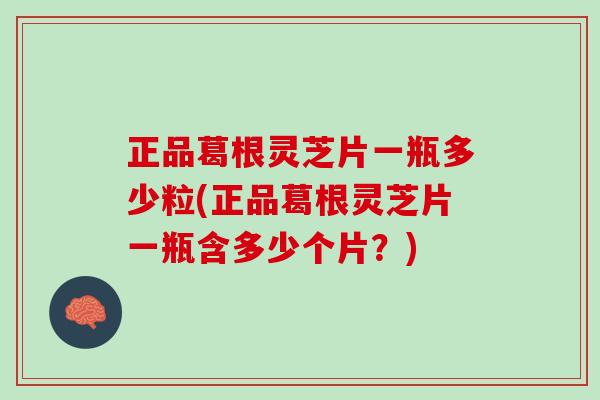 正品葛根灵芝片一瓶多少粒(正品葛根灵芝片一瓶含多少个片？)