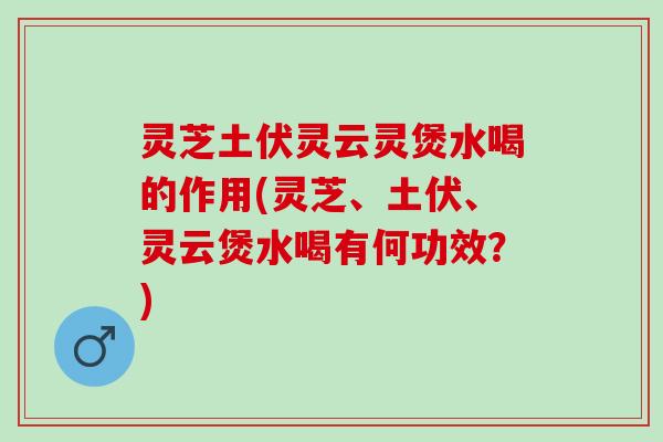 灵芝土伏灵云灵煲水喝的作用(灵芝、土伏、灵云煲水喝有何功效？)