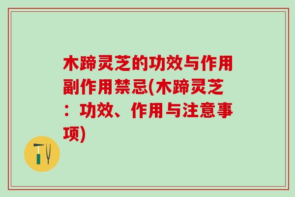 木蹄灵芝的功效与作用副作用禁忌(木蹄灵芝：功效、作用与注意事项)