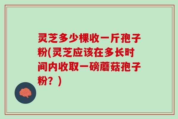 灵芝多少棵收一斤孢子粉(灵芝应该在多长时间内收取一磅蘑菇孢子粉？)