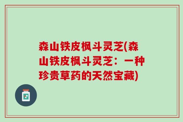 森山铁皮枫斗灵芝(森山铁皮枫斗灵芝:一种珍贵草药的天然宝藏) 森山铁皮枫斗灵芝(森山铁皮枫斗灵芝:一种珍贵草药的天然宝藏)