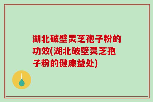 湖北破壁灵芝孢子粉的功效(湖北破壁灵芝孢子粉的健康益处)