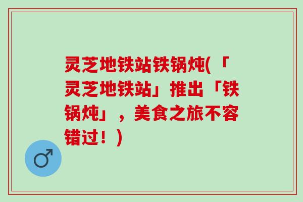 灵芝地铁站铁锅炖(「灵芝地铁站」推出「铁锅炖」,美食之旅不容错过!) 灵芝地铁站铁锅炖(「灵芝地铁站」推出「铁锅炖」,美食之旅不容错过!)