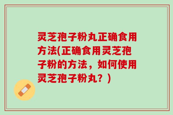 灵芝孢子粉丸正确食用方法(正确食用灵芝孢子粉的方法，如何使用灵芝孢子粉丸？)