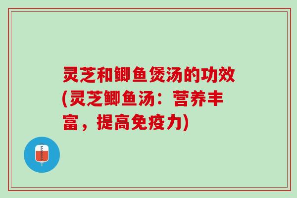 灵芝和鲫鱼煲汤的功效(灵芝鲫鱼汤：营养丰富，提高免疫力)