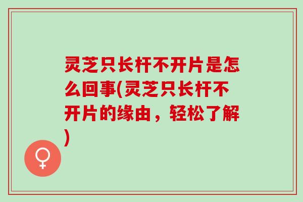 灵芝只长杆不开片是怎么回事(灵芝只长杆不开片的缘由，轻松了解)