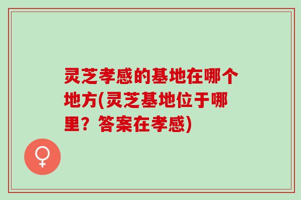 灵芝孝感的基地在哪个地方(灵芝基地位于哪里？答案在孝感)