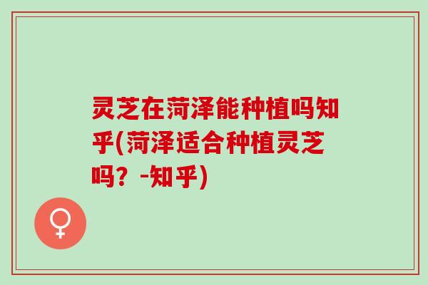 灵芝在菏泽能种植吗知乎(菏泽适合种植灵芝吗？-知乎)