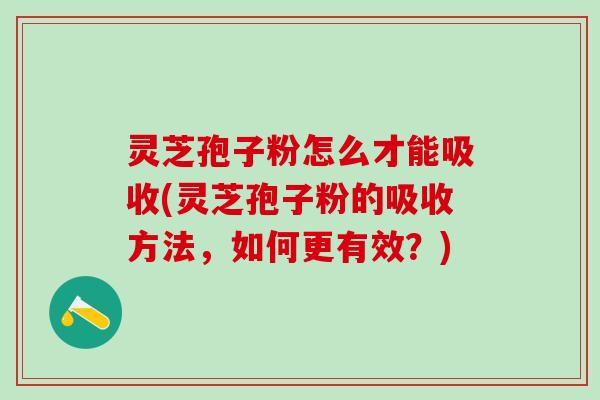 灵芝孢子粉怎么才能吸收(灵芝孢子粉的吸收方法,如何更有效?) 灵芝孢子粉怎么才能吸收(灵芝孢子粉的吸收方法,如何更有效?)
