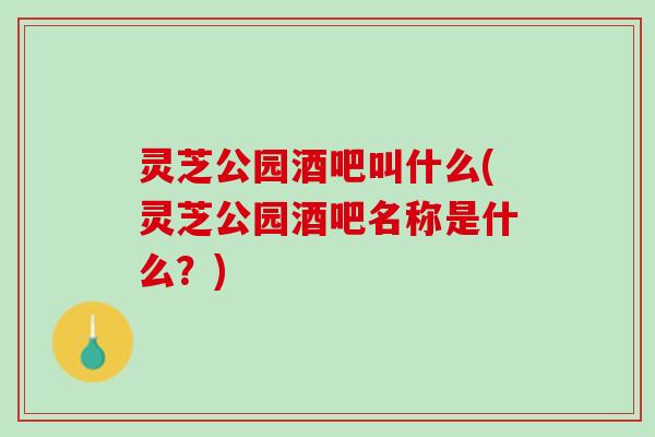 灵芝公园酒吧叫什么(灵芝公园酒吧名称是什么？)