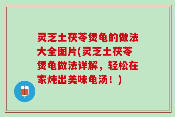 灵芝土茯苓煲龟的做法大全图片(灵芝土茯苓煲龟做法详解,轻松在家炖出美味龟汤!) 灵芝土茯苓煲龟的做法大全图片(灵芝土茯苓煲龟做法详解,轻松在家炖出美味龟汤!)