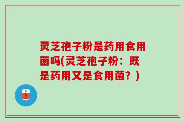 灵芝孢子粉是药用食用菌吗(灵芝孢子粉：既是药用又是食用菌？)