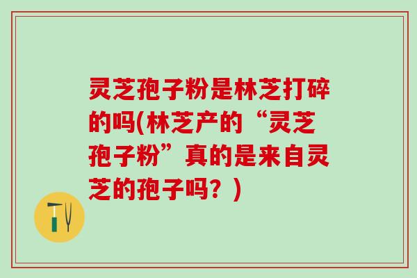 灵芝孢子粉是林芝打碎的吗(林芝产的“灵芝孢子粉”真的是来自灵芝的孢子吗?) 灵芝孢子粉是林芝打碎的吗(林芝产的“灵芝孢子粉”真的是来自灵芝的孢子吗?)