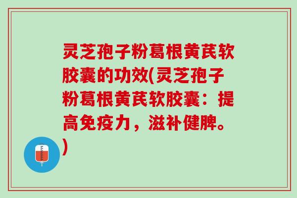 灵芝孢子粉葛根黄芪软胶囊的功效(灵芝孢子粉葛根黄芪软胶囊:提高免疫力,滋补健脾。) 灵芝孢子粉葛根黄芪软胶囊的功效(灵芝孢子粉葛根黄芪软胶囊:提高免疫力,滋补健脾。)