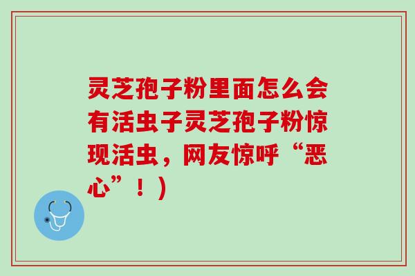 灵芝孢子粉里面怎么会有活虫子灵芝孢子粉惊现活虫,网友惊呼“恶心”!) 灵芝孢子粉里面怎么会有活虫子灵芝孢子粉惊现活虫,网友惊呼“恶心”!)