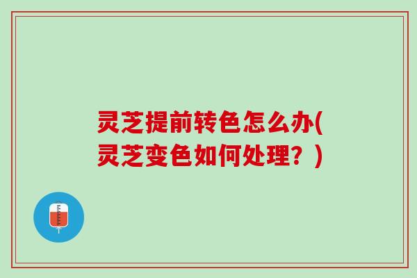 灵芝提前转色怎么办(灵芝变色如何处理?) 灵芝提前转色怎么办(灵芝变色如何处理?)