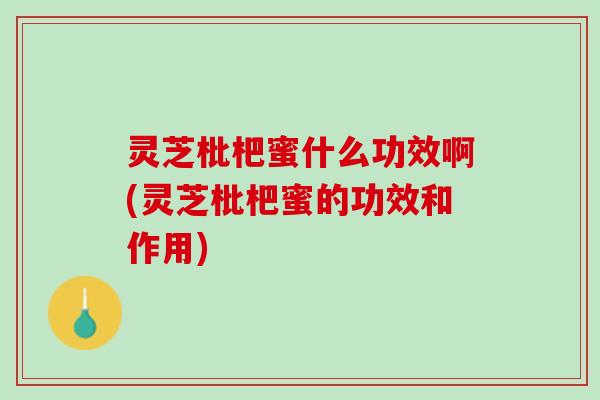 灵芝枇杷蜜什么功效啊(灵芝枇杷蜜的功效和作用)