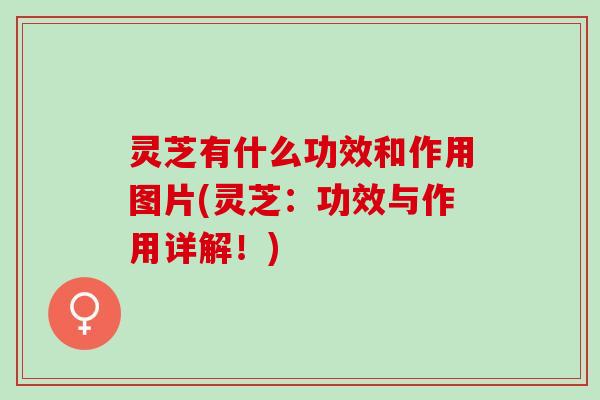 灵芝有什么功效和作用图片(灵芝：功效与作用详解！)