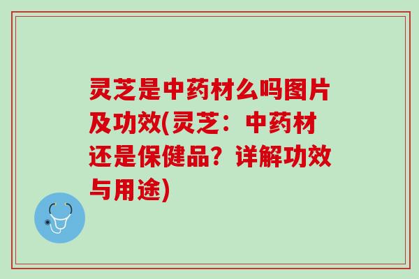 灵芝是中药材么吗图片及功效(灵芝：中药材还是保健品？详解功效与用途)
