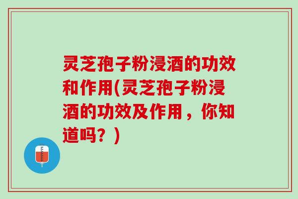 灵芝孢子粉浸酒的功效和作用(灵芝孢子粉浸酒的功效及作用,你知道吗?) 灵芝孢子粉浸酒的功效和作用(灵芝孢子粉浸酒的功效及作用,你知道吗?)