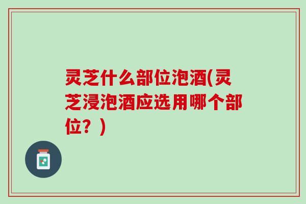 灵芝什么部位泡酒(灵芝浸泡酒应选用哪个部位？)