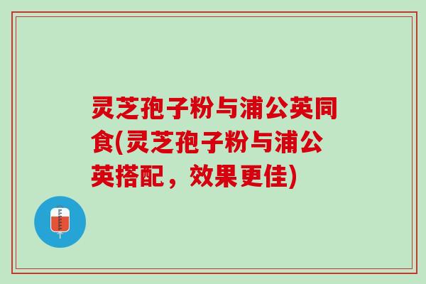 灵芝孢子粉与浦公英同食(灵芝孢子粉与浦公英搭配，效果更佳)