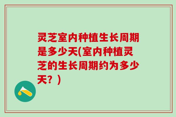 灵芝室内种植生长周期是多少天(室内种植灵芝的生长周期约为多少天?) 灵芝室内种植生长周期是多少天(室内种植灵芝的生长周期约为多少天?)