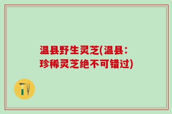 温县野生灵芝(温县：珍稀灵芝绝不可错过)