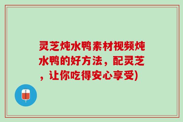 灵芝炖水鸭素材视频炖水鸭的好方法，配灵芝，让你吃得安心享受)