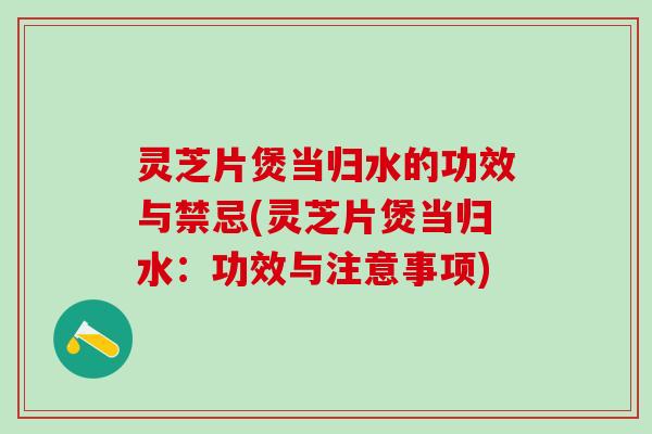 灵芝片煲当归水的功效与禁忌(灵芝片煲当归水：功效与注意事项)