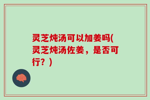 灵芝炖汤可以加姜吗(灵芝炖汤佐姜，是否可行？)