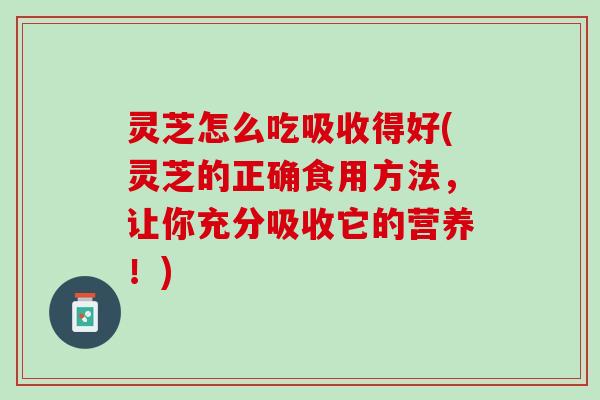 灵芝怎么吃吸收得好(灵芝的正确食用方法，让你充分吸收它的营养！)