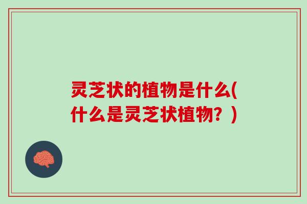 灵芝状的植物是什么(什么是灵芝状植物？)