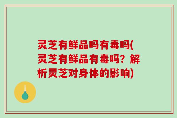 灵芝有鲜品吗有毒吗(灵芝有鲜品有毒吗？解析灵芝对身体的影响)