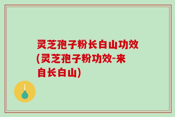 灵芝孢子粉长白山功效(灵芝孢子粉功效-来自长白山)