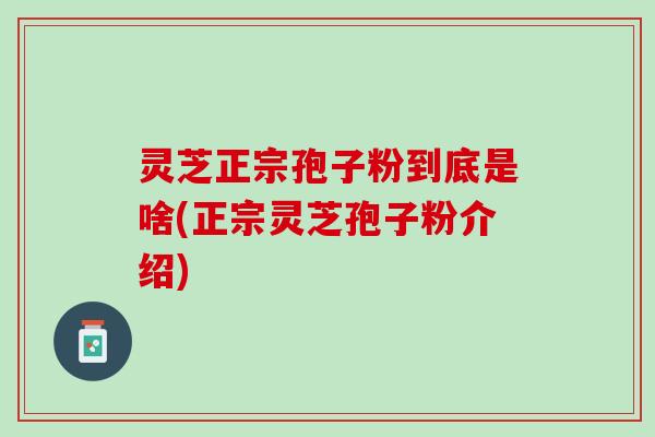 灵芝正宗孢子粉到底是啥(正宗灵芝孢子粉介绍)