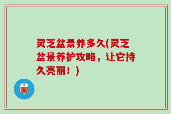 灵芝盆景养多久(灵芝盆景养护攻略，让它持久亮丽！)