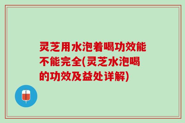 灵芝用水泡着喝功效能不能完全(灵芝水泡喝的功效及益处详解)
