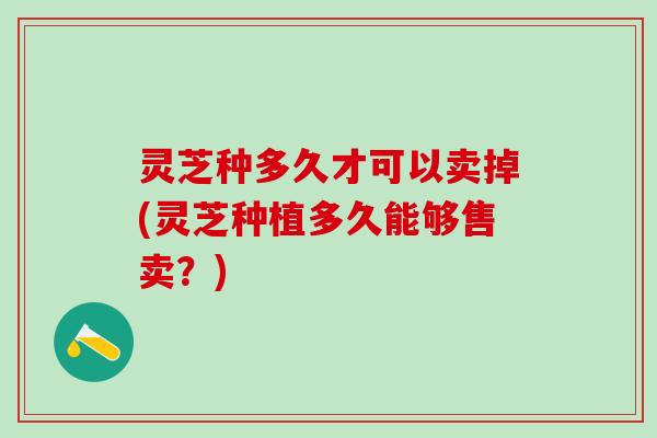 灵芝种多久才可以卖掉(灵芝种植多久能够售卖？)