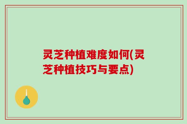 灵芝种植难度如何(灵芝种植技巧与要点)