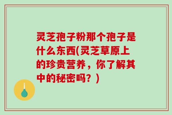 灵芝孢子粉那个孢子是什么东西(灵芝草原上的珍贵营养，你了解其中的秘密吗？)