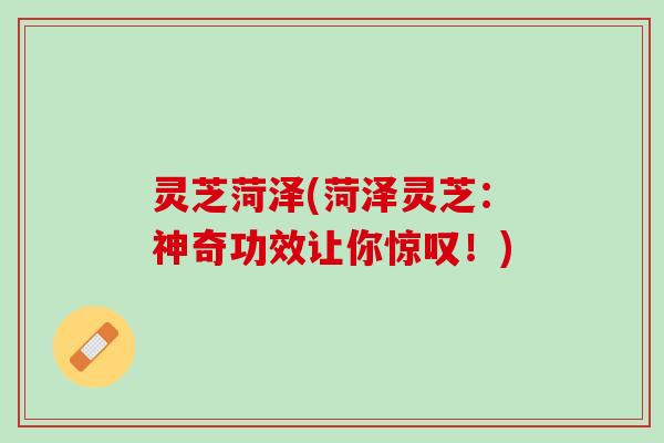 灵芝菏泽(菏泽灵芝：神奇功效让你惊叹！)