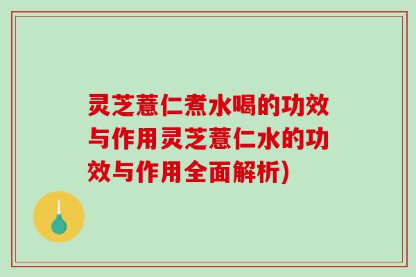 灵芝薏仁煮水喝的功效与作用灵芝薏仁水的功效与作用全面解析)