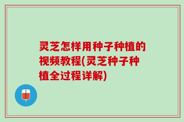 灵芝怎样用种子种植的视频教程(灵芝种子种植全过程详解)
