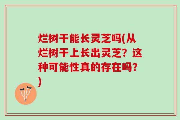 烂树干能长灵芝吗(从烂树干上长出灵芝？这种可能性真的存在吗？)